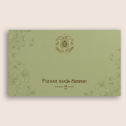 Pista Green Floral Padded Marriage Card - KPR024510