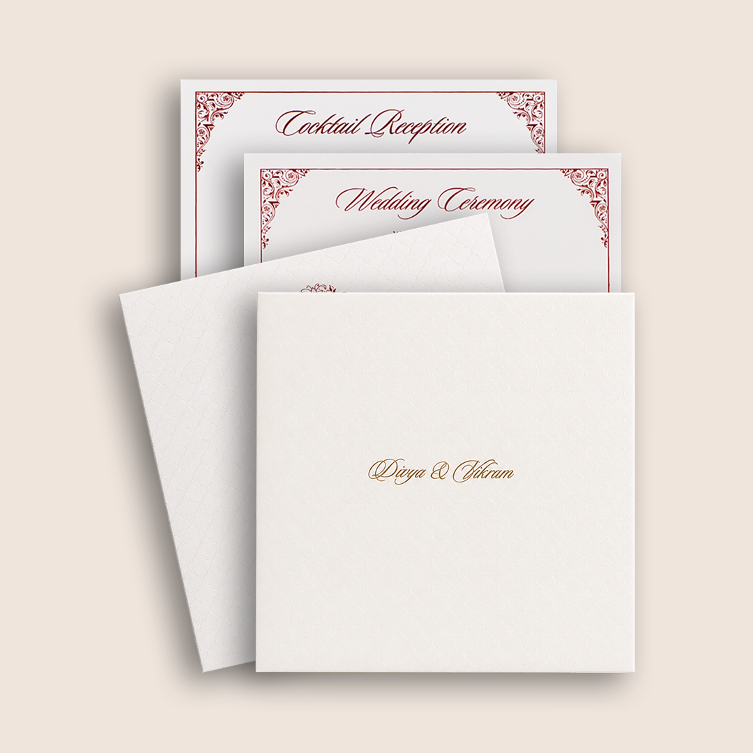 White Embossed Padded Wedding Card - KNK4021W