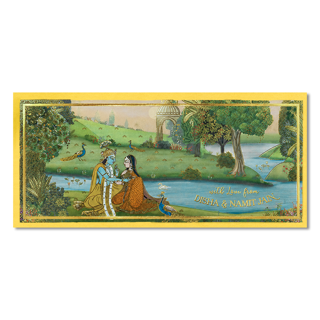 Yellow Radha Krishna Money Envelope - KJTSMEG1