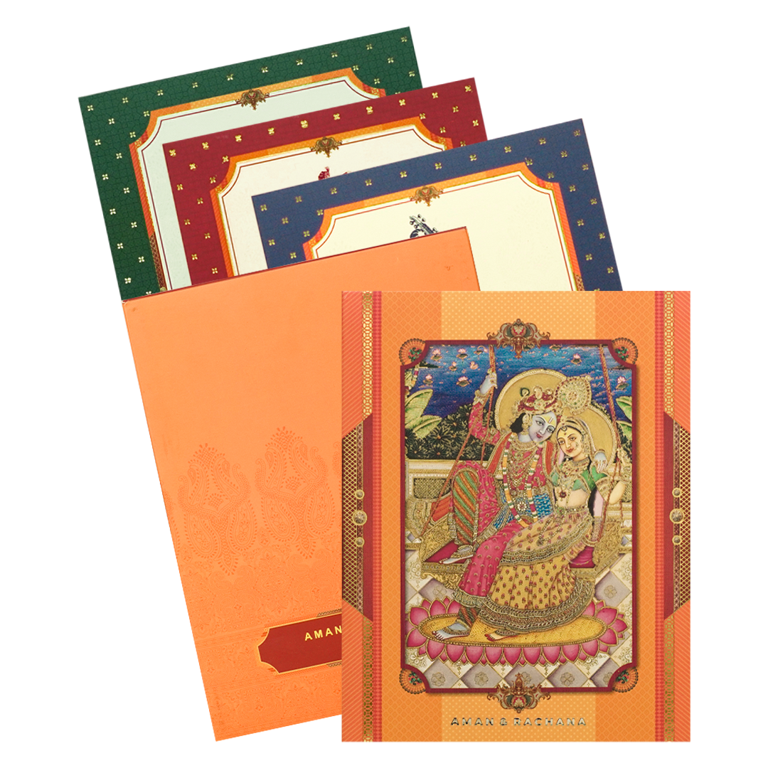 Orange Radha Krishna Swing Padded Wedding-KBM05050