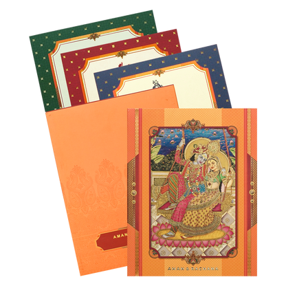 Orange Radha Krishna Swing Padded Wedding-KBM05050