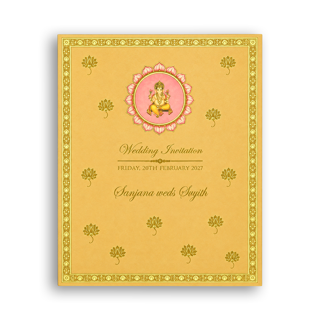 Sandal Lord Shiva Parvathi Padded Wedding Invitation - KNLW202580