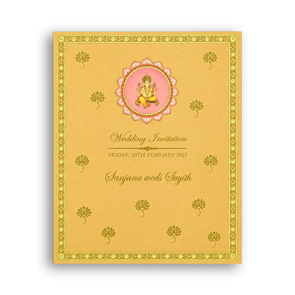 Sandal Lord Shiva Parvathi Padded Wedding Invitation - KNLW202580