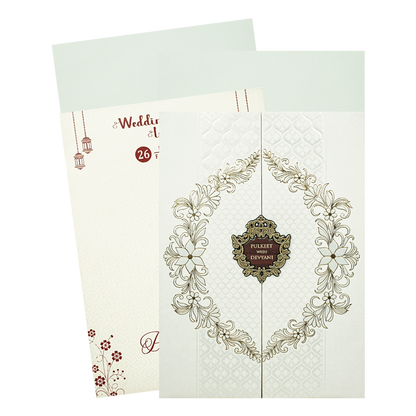 White Door Style Padded Wedding Card-KJTS1720