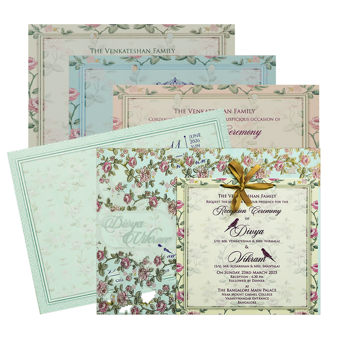 Make your event special with our exclusive Blue Floral MDF Wedding Card Design. Shop now! ?WhatsApp Support ?Express Delivery.
