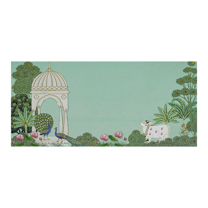 Green Tropical Jharokha Money Envelope - KRCE4820