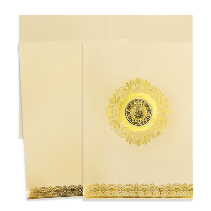 Cream Metallic Gold Foiling Wedding Card-KNCM16CGM