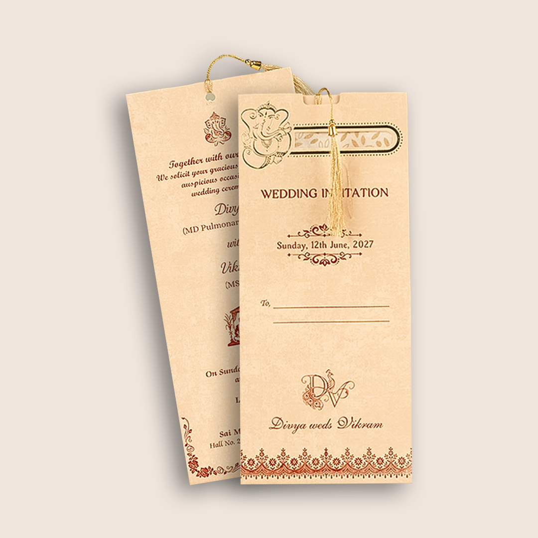 Sandal Single Sheet Wedding Card-KNPD1303