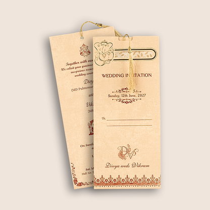 Sandal Single Sheet Wedding Card-KNPD1303