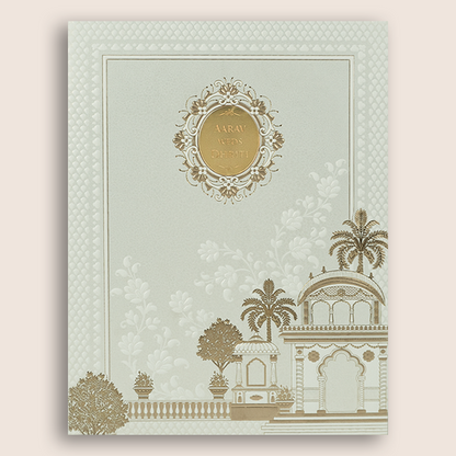 White Embossed Floral Marriage Invitation - KSH27260