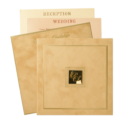 Check out Luxury Gold Square Padded Wedding Card at best price. ✅WhatsApp Support ✅Express Delivery. | King of Cards.
