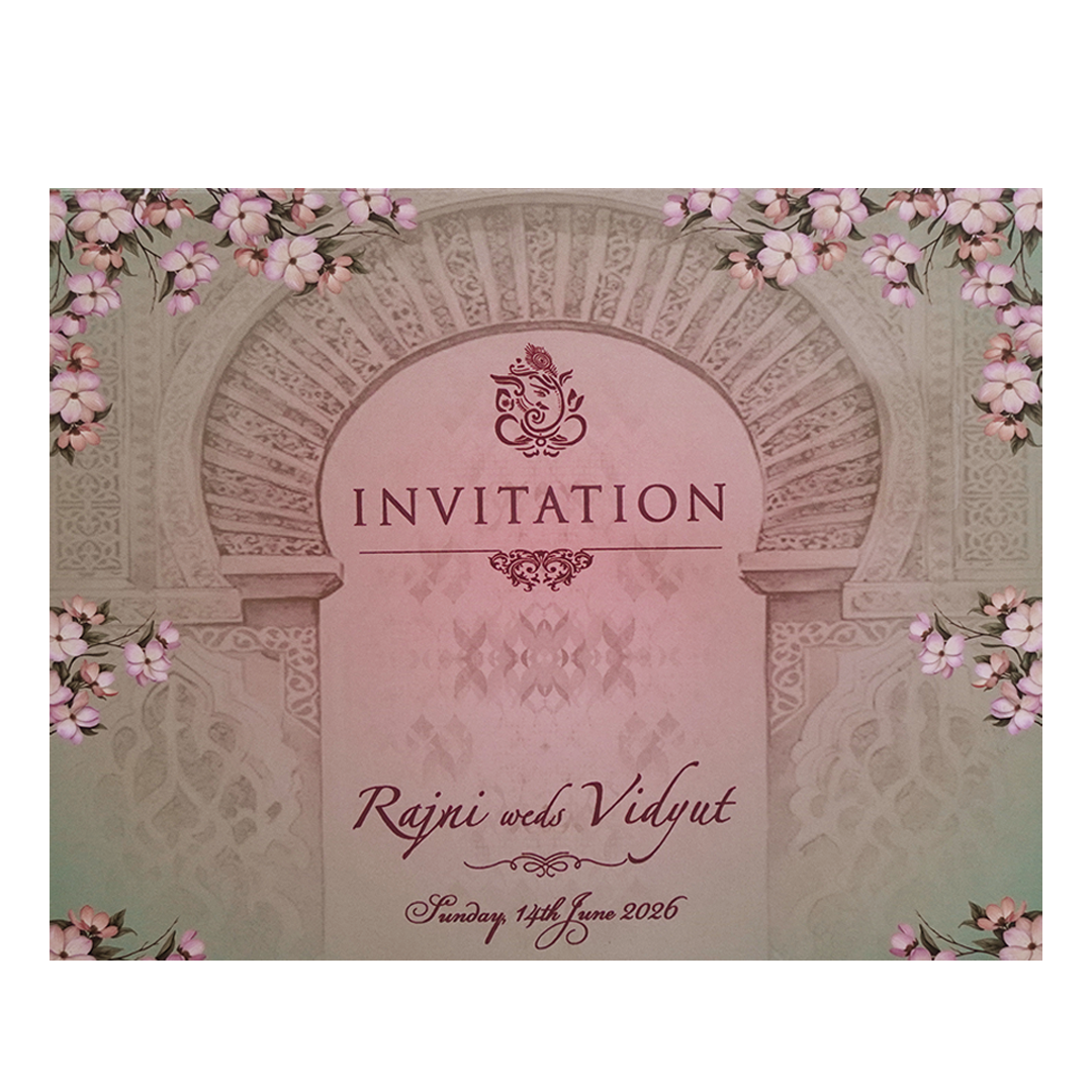 Green Padded Floral Horse Wedding Card- KVN07400