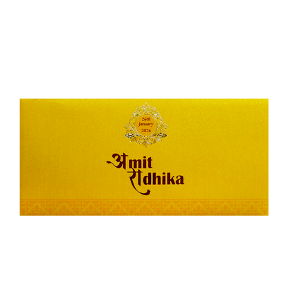 Yellow Gold Foil Embossed Floral Wedding Invitation Card-KPR06300