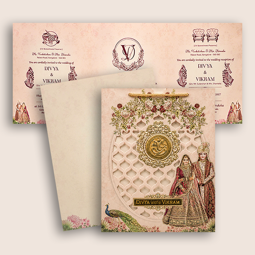 Pink Bride Groom Bag Style Wedding Card - KNKQ8309