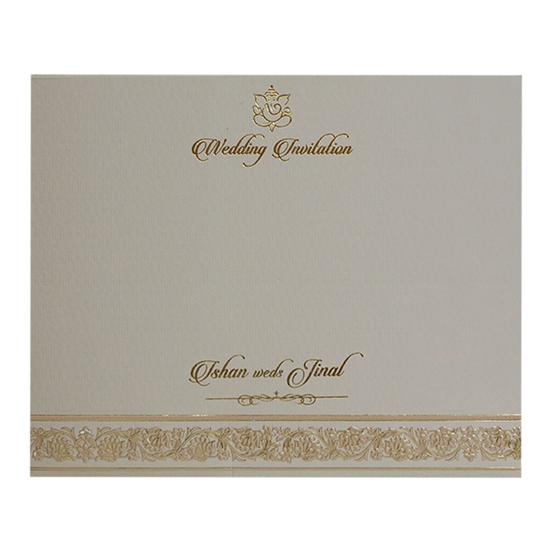 Grey Elephant Embossed Classic Wedding Card - KMMWD1101