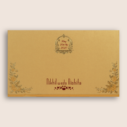 Gold Embossed Floral Wedding Card - KPR07550