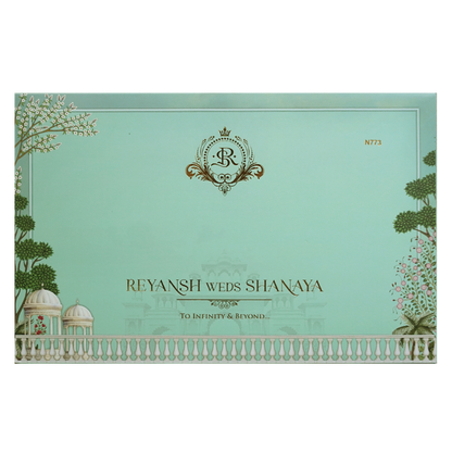 Green Floral Padded Couple Wedding Card - KVN07730