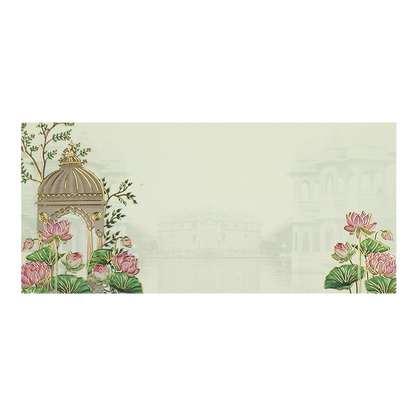 Cream Floral Jharokha Money Envelope - KRCE6080