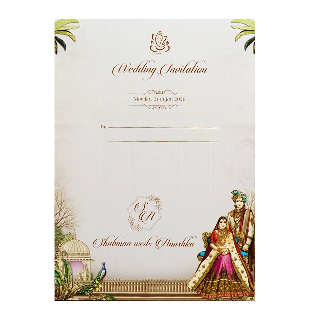 Royal Bride and Groom 3-Fold Wedding Card-KRB09020