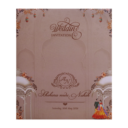 Brown Palace Couple Wedding Invitation Card - KVN07550