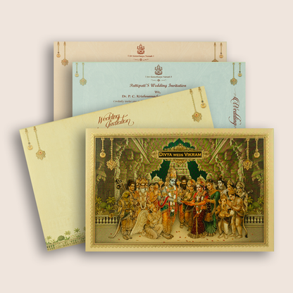 Sandal Lord Balaji Padmavathi Padded Wedding Card -  KNAK4706