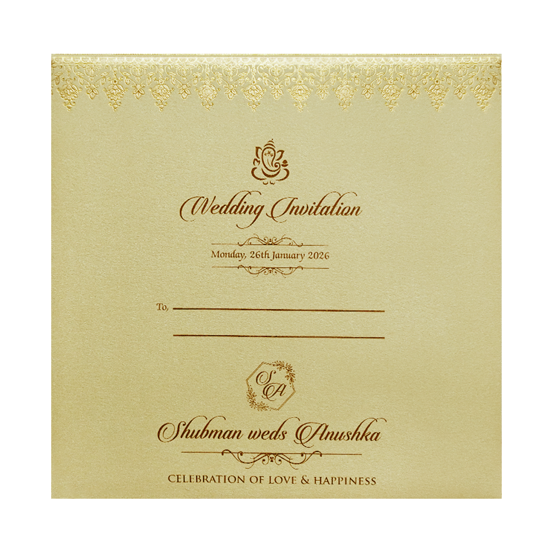 Elegant Gold Door Style Embossed Wedding Invitation Card-KRB09120