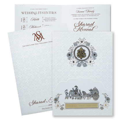 Check out White Embossed Procession Wedding at best price.WhatsApp Support |Express Delivery|King of cards.