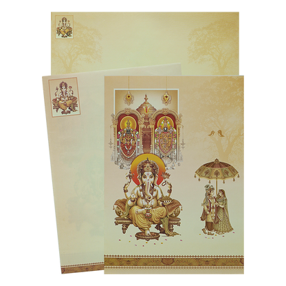 Cream Balaji Padmavathi Wedding Card-KNEP1605