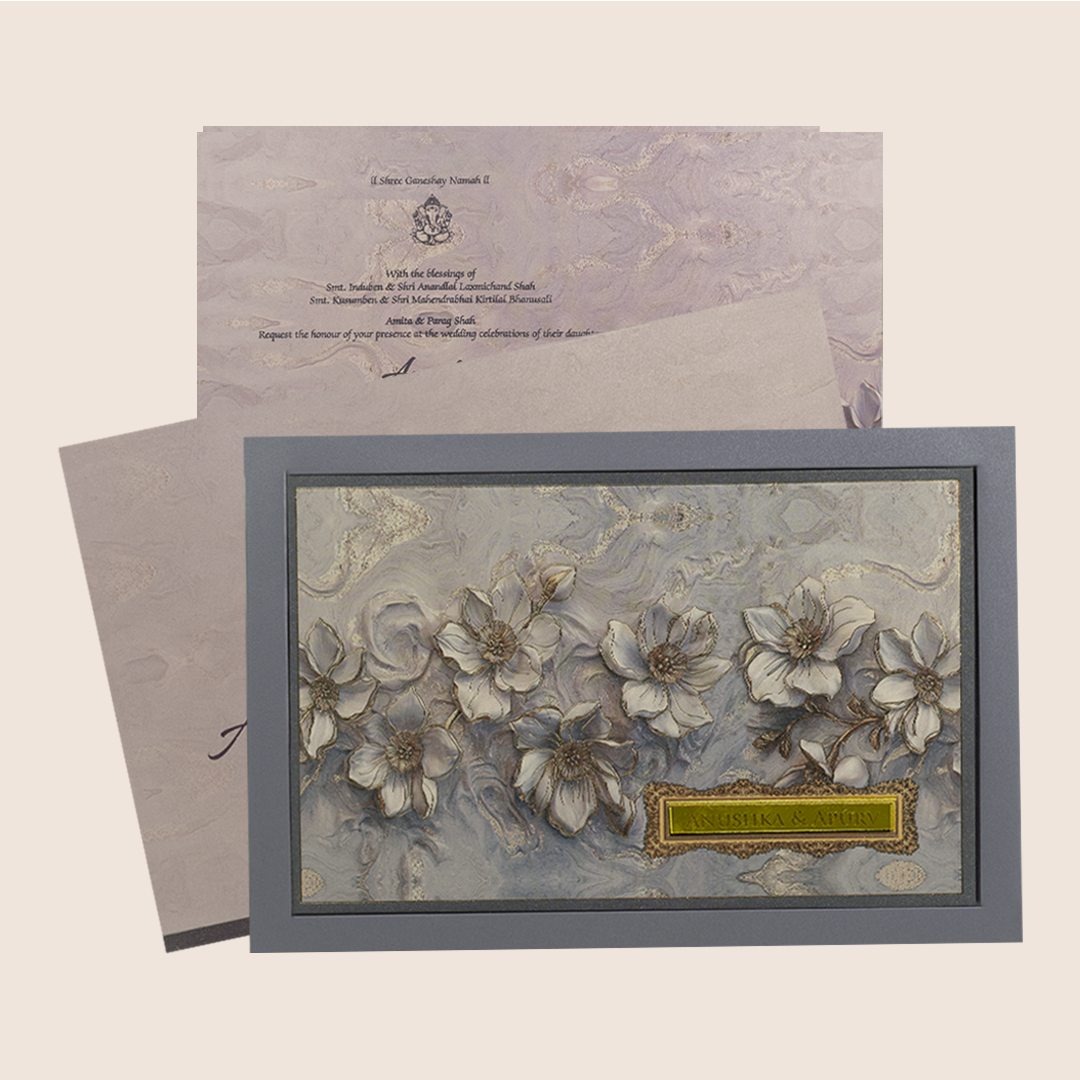Pastel Purple Laser Cut Padded Wedding Card - KPR024850