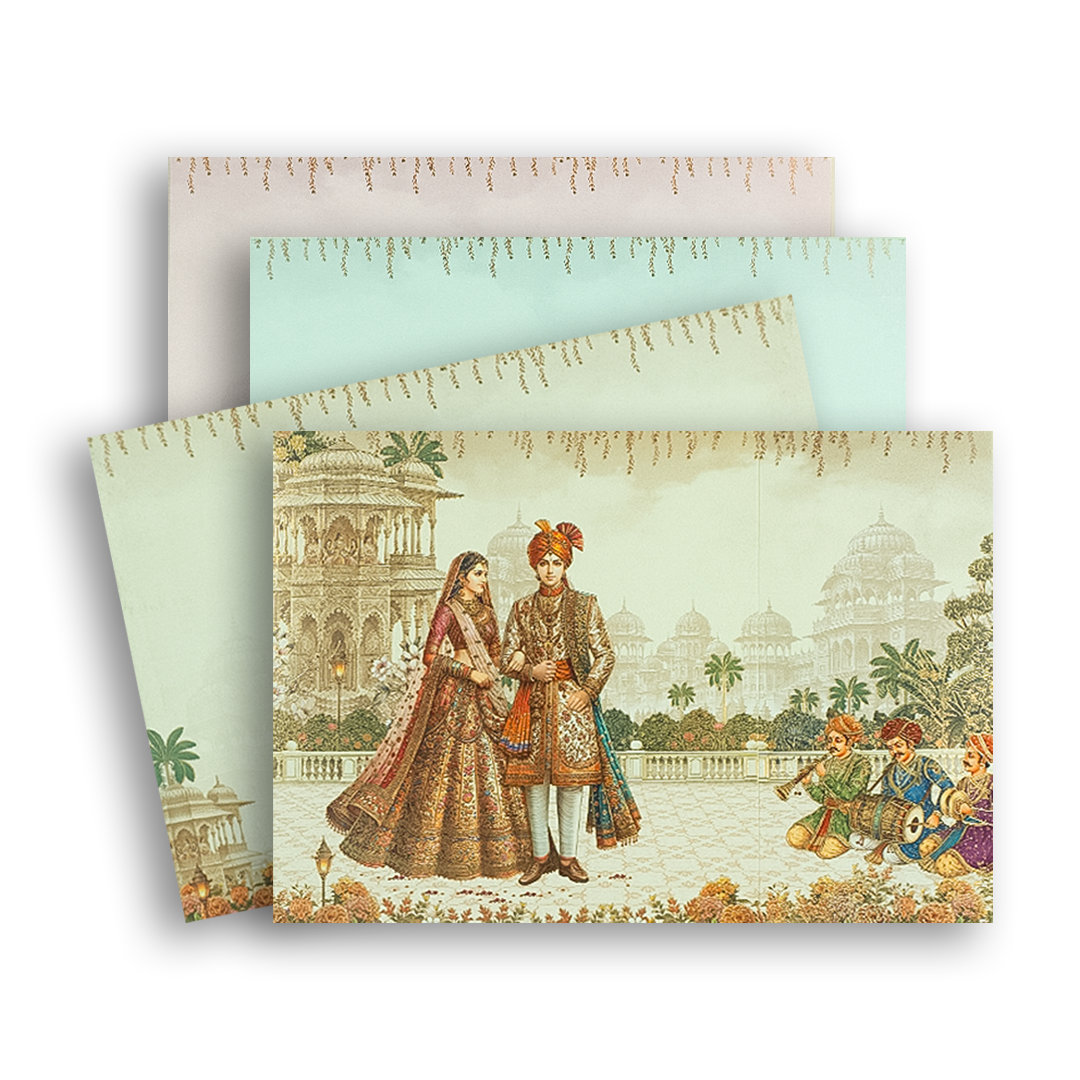Cream Bride Groom Door Style Wedding Card - KAA05370