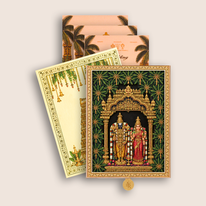 Beige MDF Laser Cut Lord Balaji Padmavathi Wedding Invitation - KNLW202579