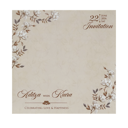 Buy Grey Floral Circular Insert Wedding Card