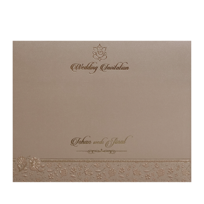 Brown Floral Embossed Classic Wedding Card-KMMWD1107