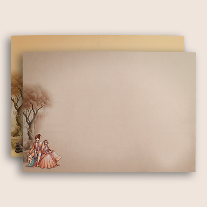 Brown Royal Palace Padded Wedding Card - KAA05980