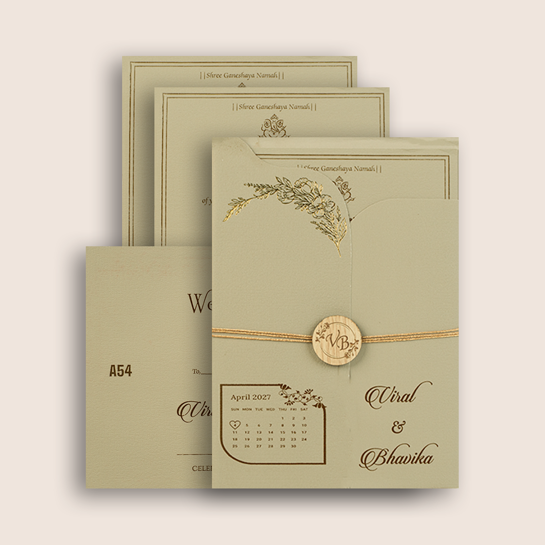 Grey Door Style Floral Wedding Card - KMARA540