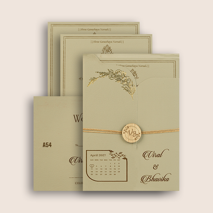 Grey Door Style Floral Wedding Card - KMARA540