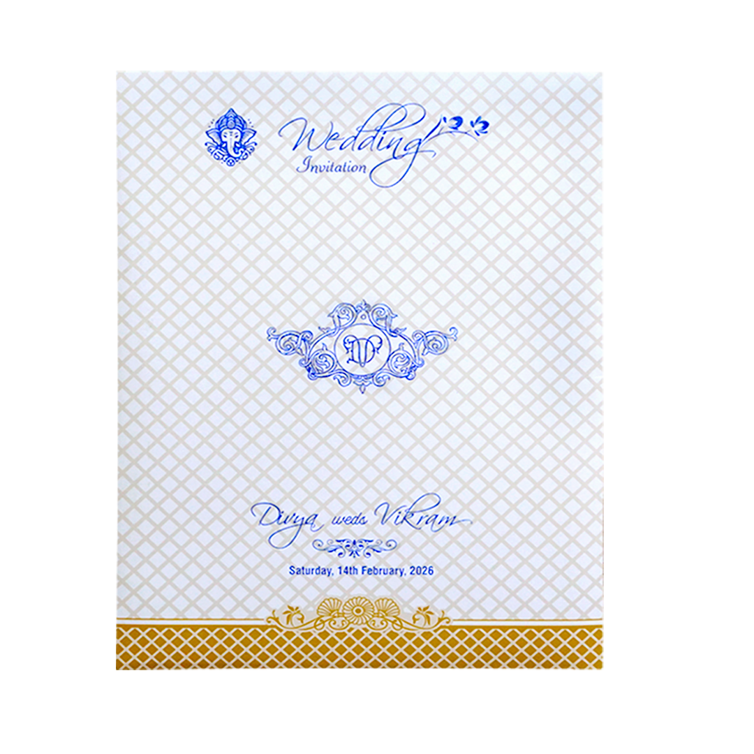 White Embossed Wedding Invitation Card-King of Cards
