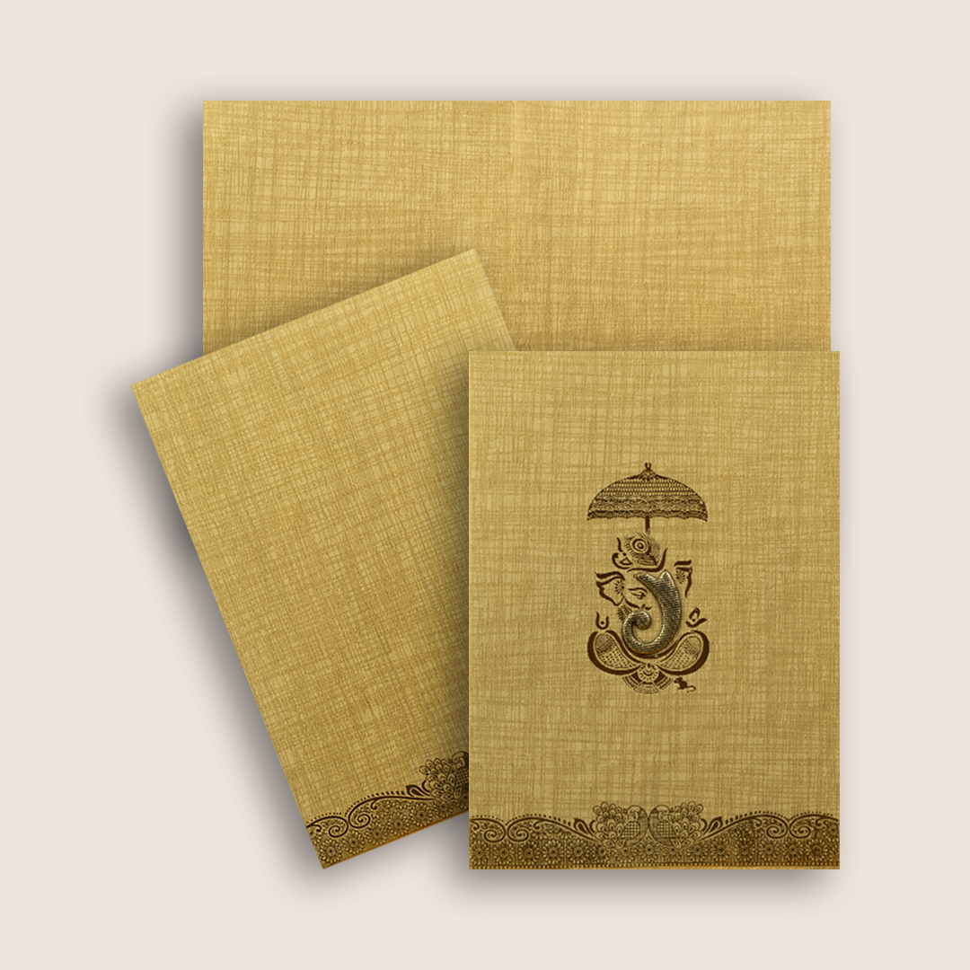 Brown Gold Floral Wedding Card - KNCM25NG
