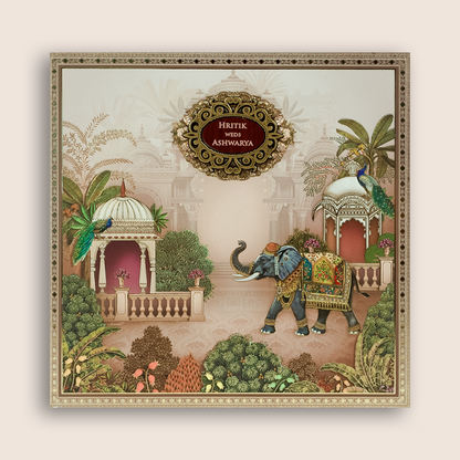 Beige Elephant Padded Marriage Card - KSH18630