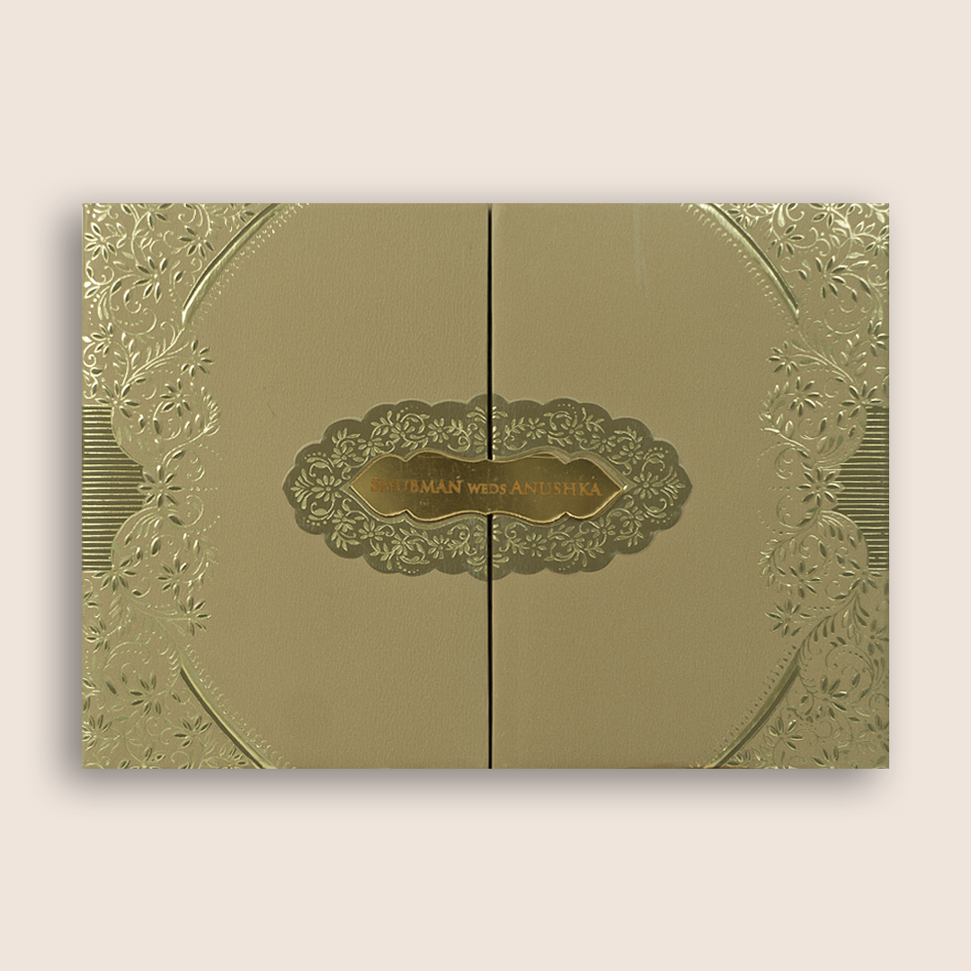 Beige Floral Door Style Padded Wedding Invitation - KRB10490