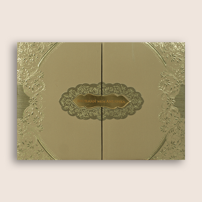 Beige Floral Door Style Padded Wedding Invitation - KRB10490