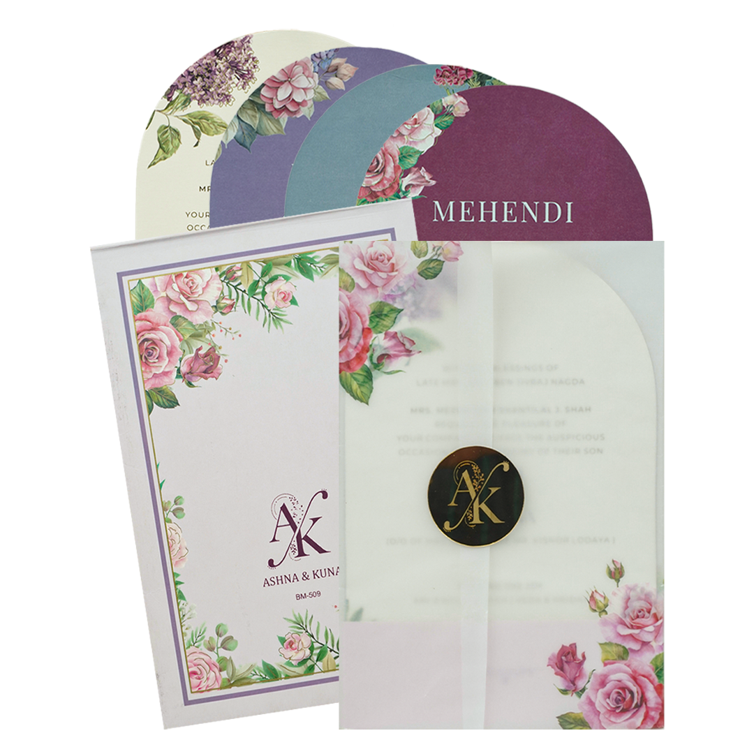 Lavender Rose Floral Wedding Card-KBM05090