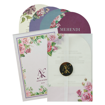 Lavender Rose Floral Wedding Card-KBM05090