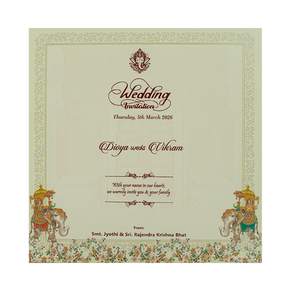Blue Royal Floral Palace Wedding Card-KNKD8109