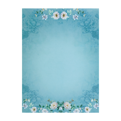 Blue Gold Laser-Cut Floral Wedding Card - KNOR5202