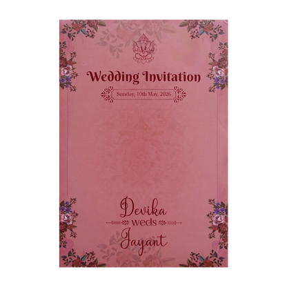 Pink Floral Padded Wedding Invitation Card - KVN07340