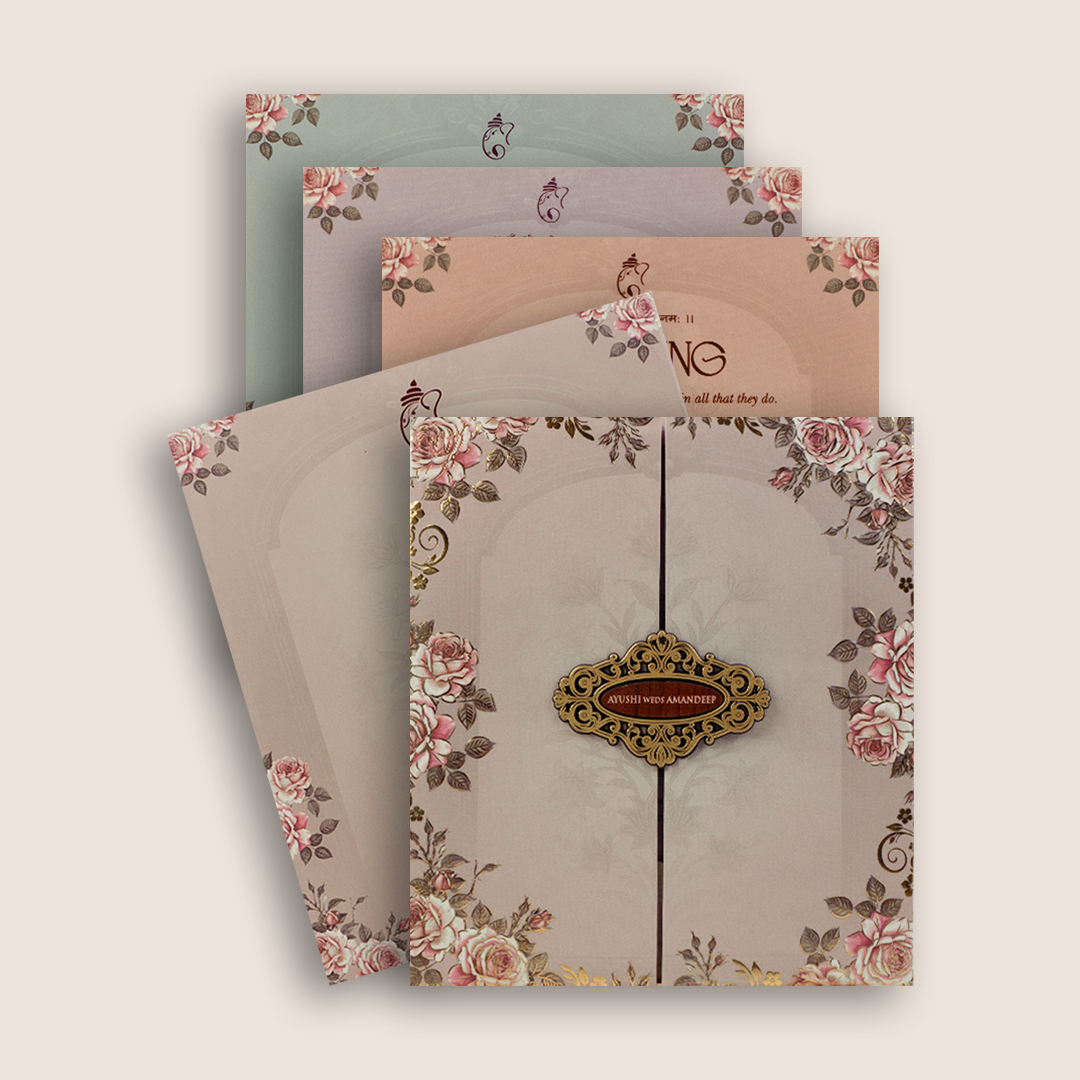 Pale Pink Door Style Padded Invitation Card - KVN07990