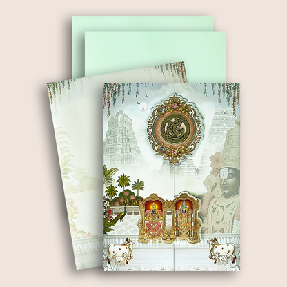 Grey Lord Balaji Padmavathi Wedding Card - KNAR2406