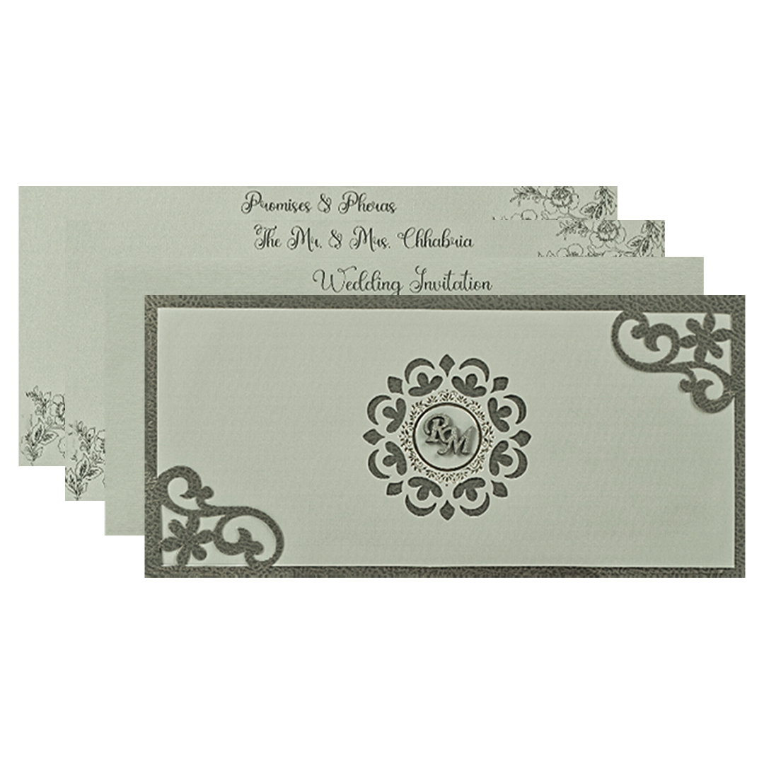 Grey Mandala Wedding Card-KSI64880