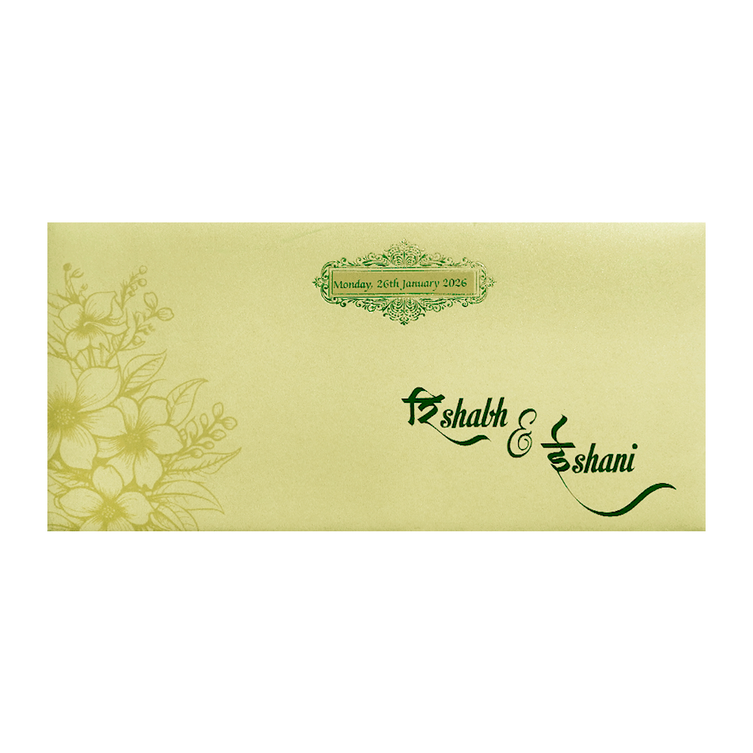 Gold Embossed Floral Pattern Wedding Invitation Card-KPR06310